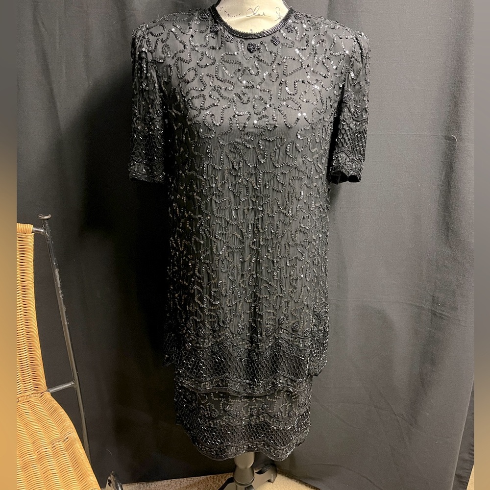 Beautiful Beaded Black Cocktail Dress. Brand New With Tags.